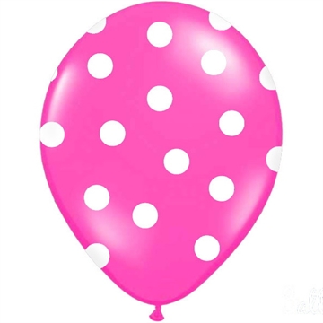 Ballon Pink med hvide Prikker